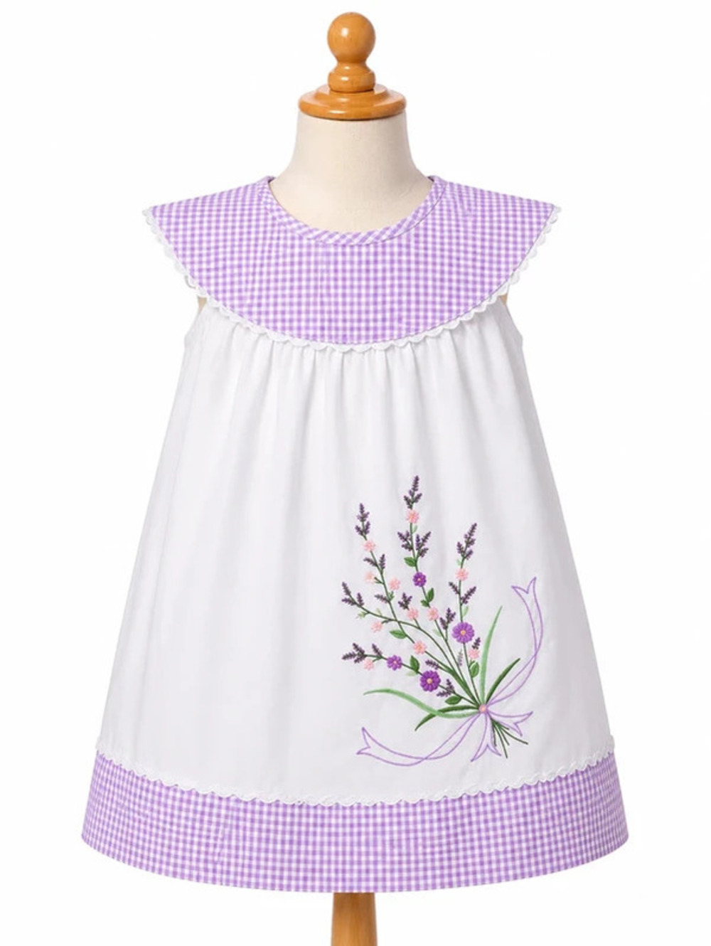 Sweet Dreams Lavender Gingham Floral Embroidered Dress 2T | Boutique Dress